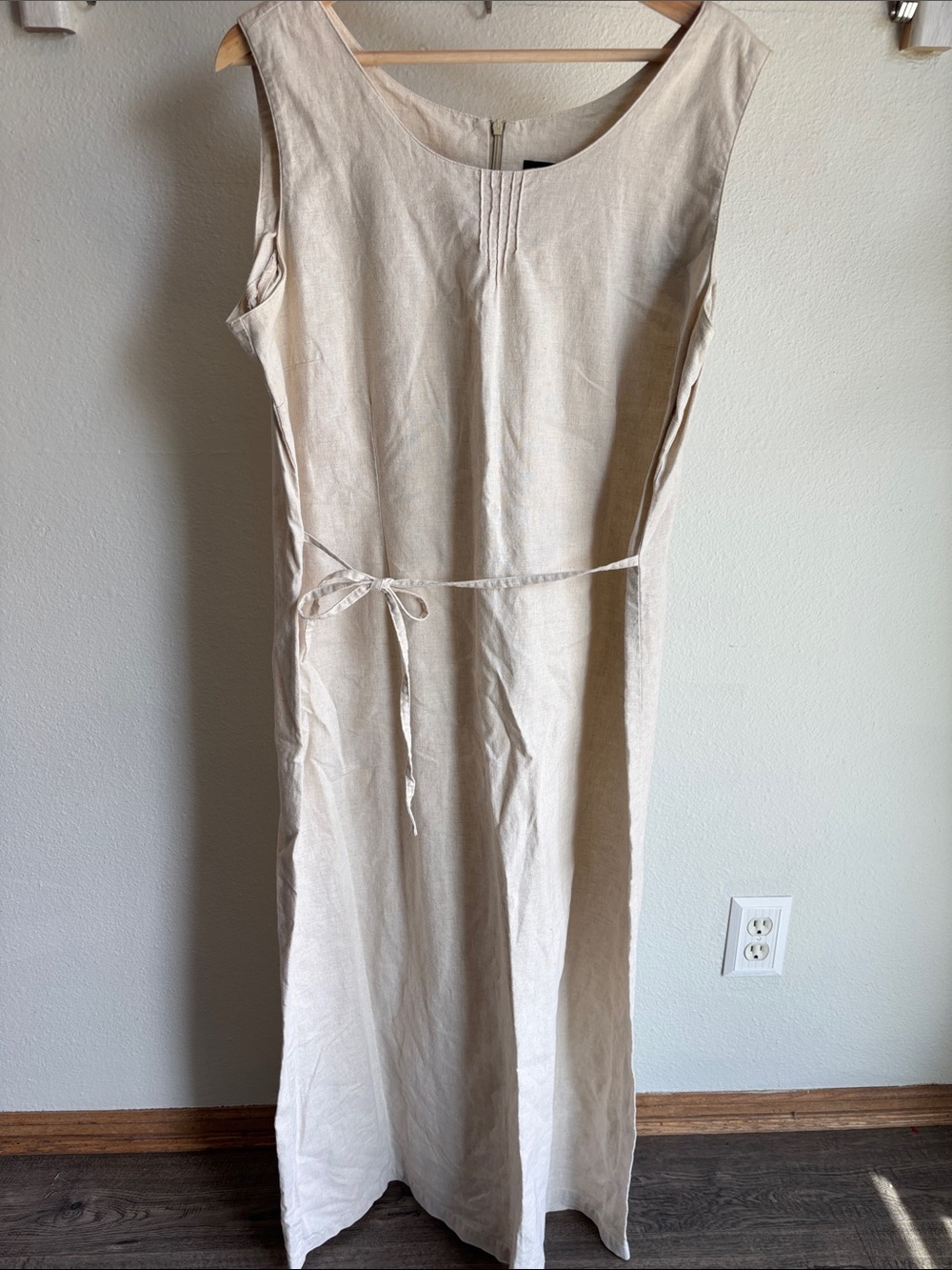 VINTAGE Linen Maxi Dress by Dockers Belted Cream XL